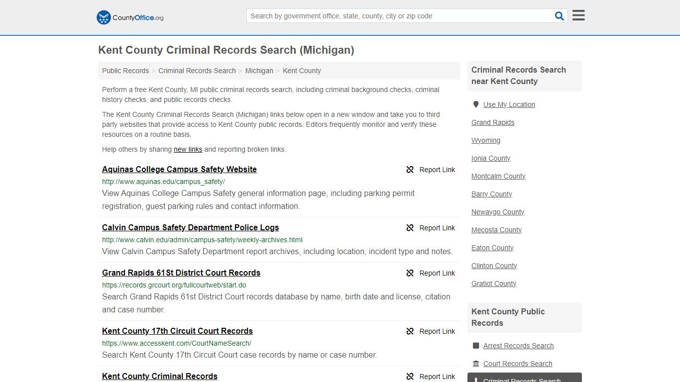 Kent County Criminal Records Search (Michigan) - County Office